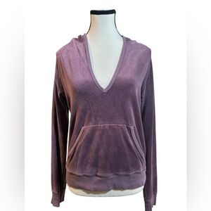 Juicy Couture Mauve V-Neck Velour Hoodie